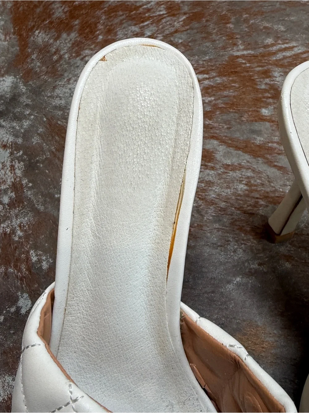 White Quilted Slide Heels - Women's Fashion Mule